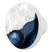 White Marble Gilded Navy Blue Agate Keramische Knop (Rechts)