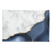 White Marble Gilded Navy Blue Agate Kussensloop (Achterkant)