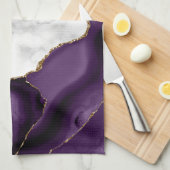 White Marble Gilded Paars Agate Theedoek (Quarter Fold)