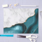 White Marble Gilded Teal Blue Agate Tissuepapier (Craft)