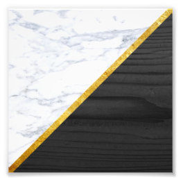 White Marble Gold en Black Wood Photo Print Foto Afdruk