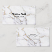 White Marble Gold Glitter Custom Visitekaartje (Voorkant / Achterkant)