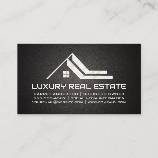 White Marble Gold House Roof Logo Visitekaartje (Voorkant)