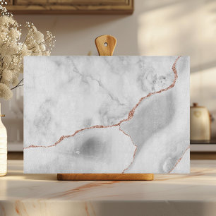 White marble Grey Agate Roos Gold Glitter Snijplank