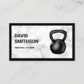 White Marble Kettlebell Fitness Personal Trainer Visitekaartje (Voorkant)
