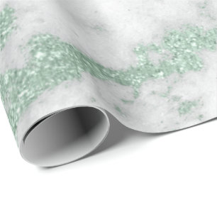White marble Mint Green Glitter Silver Grey Cadeaupapier