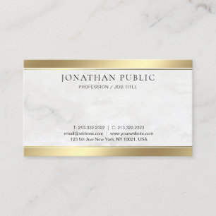 White marble Modern Elegant Gold Simple Sjabloon Visitekaartje