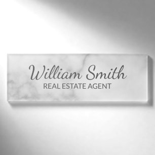 White Marble Modern Professional, persoonlijk Naambadge