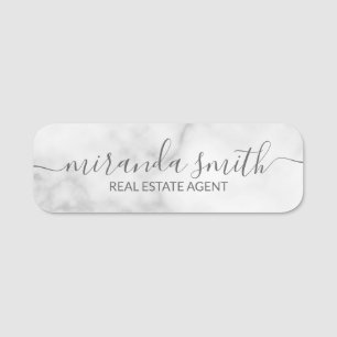 White Marble Modern Professional, persoonlijk Naamplaatje