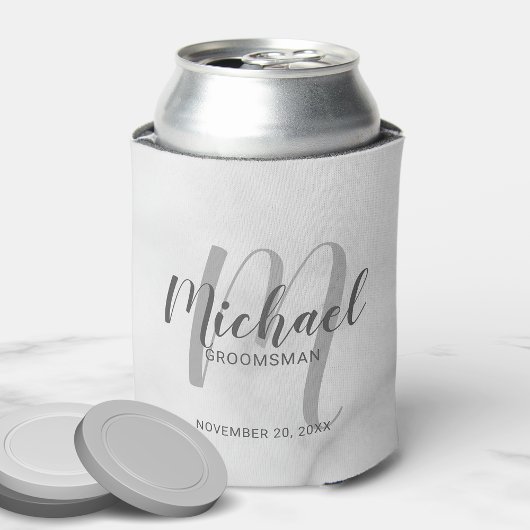 White Marble Modern Script Personalized Groomsmen Blikjeskoeler