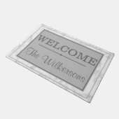 White Marble Mr en Mrs Welcome Family Name Deurmat (Schuin)