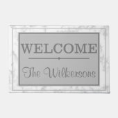 White Marble Mr en Mrs Welcome Family Name Deurmat (Voorkant)