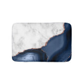 White marble Navy Blue Agate Roos Gold Glitter Badmat (Voorkant)