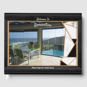 White marble Offset met Onyx Black abstract Gastenboek (Voorkant)