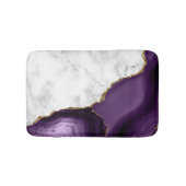 White marble Paars agate Gold Glitter Badmat (Voorkant)