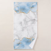 White Marble Pastel Blue Agate Gold Glitter (Serviette de bain)