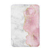 White marble Pastel Roze Agate Gold Glitter Badmat (Voorkant Verticaal)