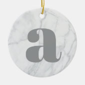 White Marble Personalized Monogram Keramisch Ornament (Voorkant)