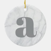White Marble Personalized Monogram Keramisch Ornament (Achterkant)