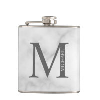 White Marble Persoonlijke Monogram en Naam