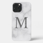 White Marble Persoonlijke Monogram en Naam iPhone Hoesje (Achterkant)