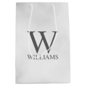 White Marble Persoonlijke Monogram en Naam Medium Cadeauzakje (Voorkant)