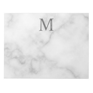 White Marble Persoonlijke Monogram en Naam Notitieblok