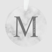 White Marble Persoonlijke Monogram en Naam Ornament (voorkant)