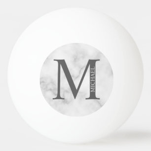 White Marble Persoonlijke Monogram en Naam Pingpongballen