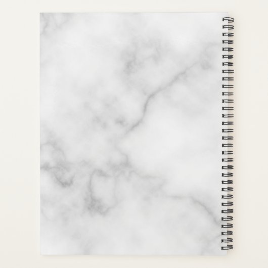 White Marble Persoonlijke Monogram en Naam Planner (Achterkant)