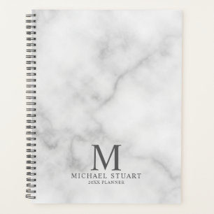 White Marble Persoonlijke Monogram en Naam Planner