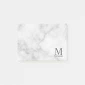 White Marble Persoonlijke Monogram en Naam Post-it® Notes (Voorkant)