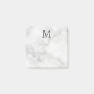 White Marble Persoonlijke Monogram en Naam Post-it® Notes