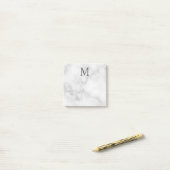 White Marble Persoonlijke Monogram en Naam Post-it® Notes (Op bureau)