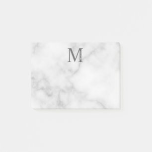 White Marble Persoonlijke Monogram en Naam Post-it® Notes