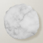 White Marble Persoonlijke Monogram en Naam Rond Kussen (Achterkant)