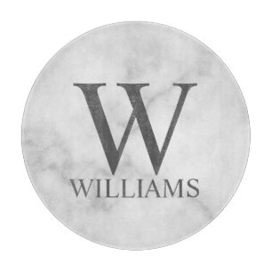 White Marble Persoonlijke Monogram en Naam Snijplank