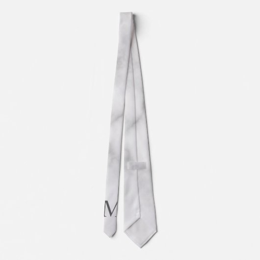 White Marble Persoonlijke Monogram en Naam Stropdas (Achterkant)