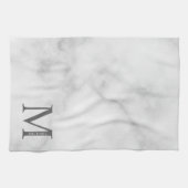 White Marble Persoonlijke Monogram en Naam Theedoek (Horizontaal)