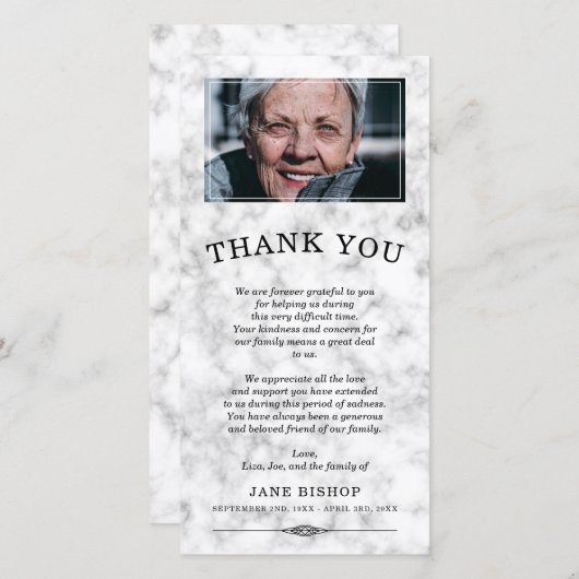White Marble Photo Sympathie Bedankt (Voorkant / Achterkant)