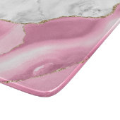 White marble Pink Agate Gold Glitter Snijplank (Hoek)