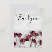 White marble Red Rose Bedankkaart (Voorkant / Achterkant)