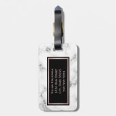 White marble Roos Gold Monogrammed Name Bagagelabel (Achterkant verticaal)