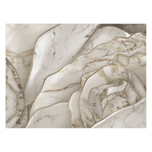 White Marble Rose Abstract Tafelkleed (Voorkant (Horizontaal))