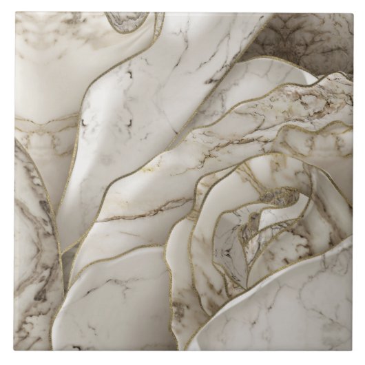 White Marble Rose Abstract Tegeltje (Voorkant)