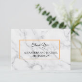 White Marble Script Bedankkaart (Staand voorkant)
