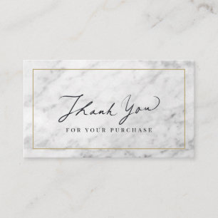 White Marble Script Bedankt Visitekaartje