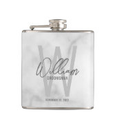 White Marble Script Specialized Groomsman's Name Heupfles (Voorkant)