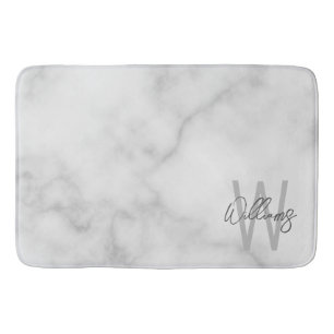 White Marble Script Specialized Monogram and Name Badmat