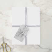White Marble Script Specialized Monogram and Name Cadeaulabel (Met Touw)